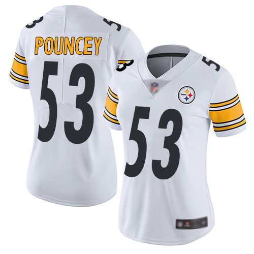 Women Pittsburgh Steelers Football #53 Limited White Maurkice Pouncey Road Vapor Untouchable Nike NFL Jersey->women nfl jersey->Women Jersey